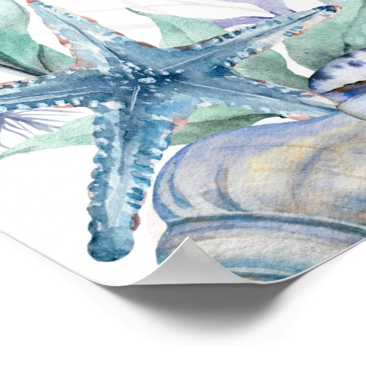 Waterverf Beach Ocean Wedding Welkom Poster (Hoek)