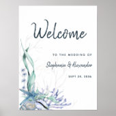 Waterverf Beach Ocean Wedding Welkom Poster (Voorkant)