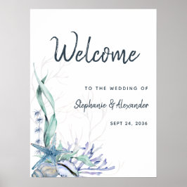 Waterverf Beach Ocean Wedding Welkom Poster