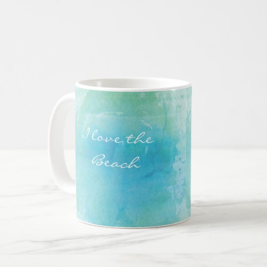 Waterverf Beach Ocean Zee Koffie Mok Gepersonalise (Voorkant links)