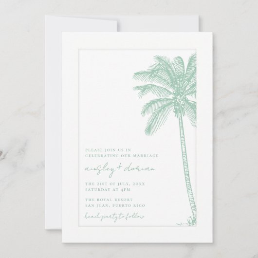 Waterverf Beach Palm Tree Boho Wedding Kaart (Voorkant)
