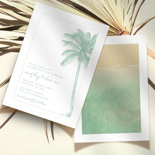 Waterverf Beach Palm Tree Boho Wedding Kaart