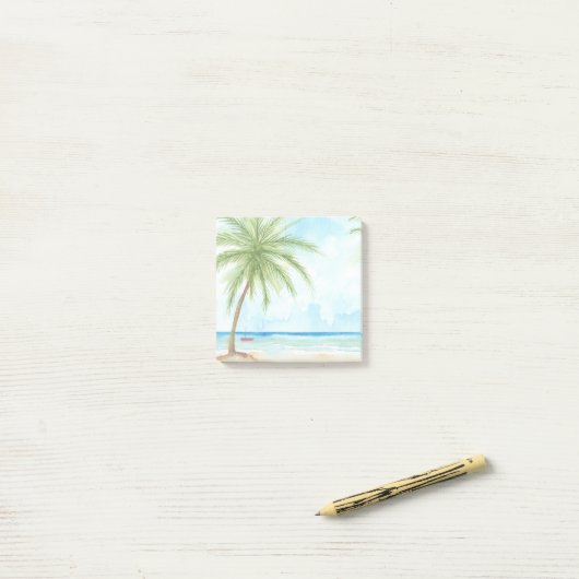 Waterverf Beach Palm Tree Post it Pad Post-it® Notes (Op bureau)