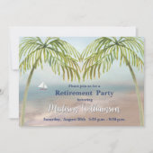 Waterverf Beach Palm Trees Retirement Party Kaart (Voorkant)