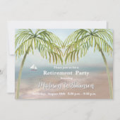 Waterverf Beach Palm Trees Retirement Party Kaart (Voorkant)