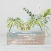 Waterverf Beach Palm Trees Retirement Party Kaart (Staand voorkant)