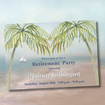 Waterverf Beach Palm Trees Retirement Party