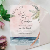 Waterverf Beach Palm Trees Wedding Save the Date Vellum Uitnodigingen