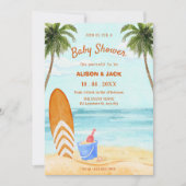 Waterverf Beach Paradise baby shower Kaart (Voorkant)