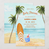 Waterverf Beach Paradise baby shower Kaart (Voorkant / Achterkant)