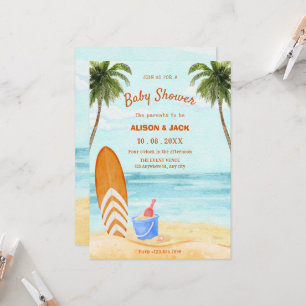 Waterverf Beach Paradise baby shower Kaart