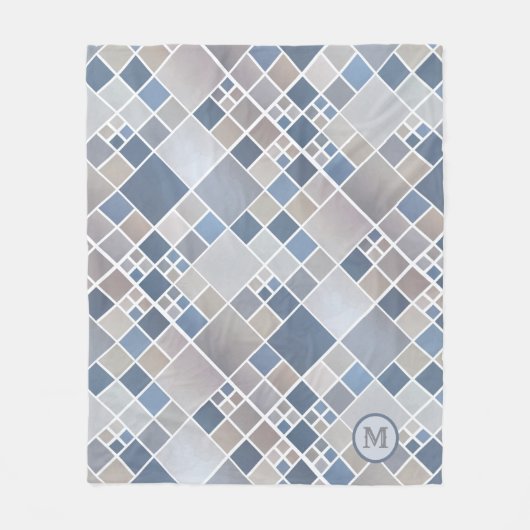 Waterverf Beach Pattern Monogram Fleece Blanket (Voorkant)