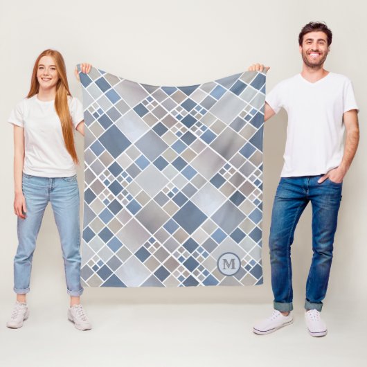 Waterverf Beach Pattern Monogram Fleece Blanket Deken (In situ)