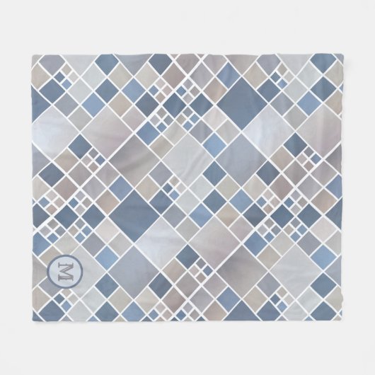 Waterverf Beach Pattern Monogram Fleece Blanket Deken (Voorkant (Horizontaal))