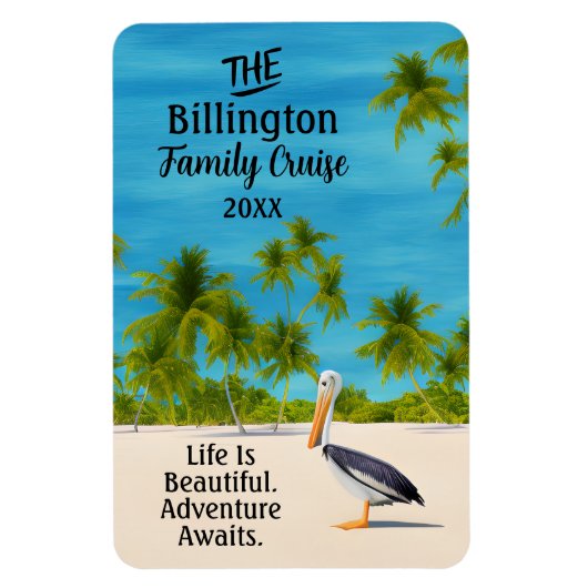 Waterverf Beach Pelican Ocean Cruise Cabin Deur Magneet (Verticaal)