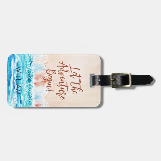 Waterverf Beach Personalized Name Bagagelabel (Voorkant horizontaal)