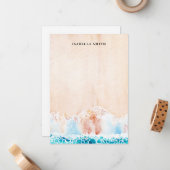 Waterverf Beach Sand gepersonaliseerd Notitiekaartje (Voorkant / Achterkant in situ)