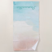 Waterverf Beach Sand Monogram Beach Towel Strandlaken (Voorkant)