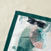 Waterverf Beach Scene Funny Honeymoon Strandlaken (In situ)