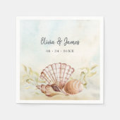 Waterverf Beach Seashell Tropical Wedding Servet (Voorkant)