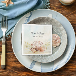 Waterverf Beach Seashell Tropical Wedding Servet