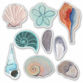 Waterverf Beach Seashells Variant Sticker (Voorkant)