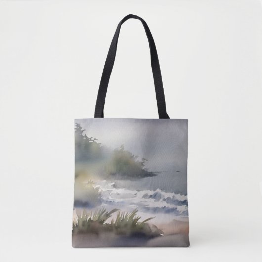 Waterverf Beach Seashore Modern Tote Bag (Voorkant)