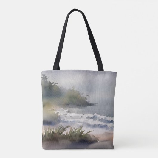 Waterverf Beach Seashore Modern Tote Bag (Achterkant)