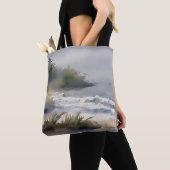 Waterverf Beach Seashore Modern Tote Bag (Dichtbij)