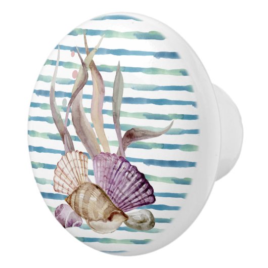 WATERVERF BEACH SHELLS CORAL VACATION HOUSE KERAMISCHE KNOP (Rechts)