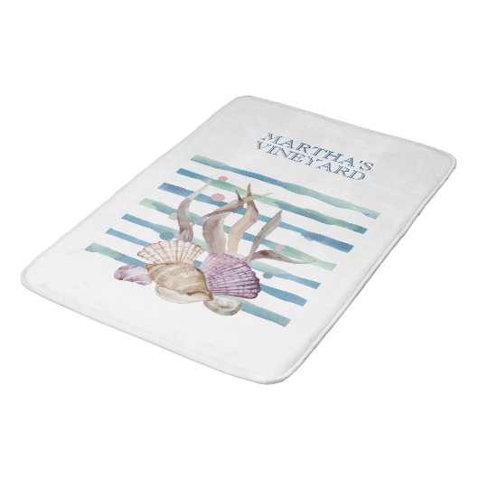 WATERVERF BEACH SHELLS CORAL VACTION BADMAT (Gekanteld)