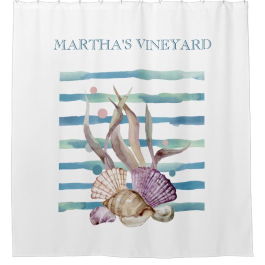 WATERVERF BEACH SHELLS CORAL VACTION DOUCHEGORDIJN (Voorkant)