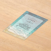 Waterverf Beach Shore Line Art Wedding Acryl Uitnodigingen (Laagn)