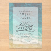 Waterverf Beach Shore Line Art Wedding Acryl Uitnodigingen (Voorkant)