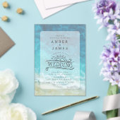 Waterverf Beach Shore Line Art Wedding Acryl Uitnodigingen (Insitu (Huwelijk))