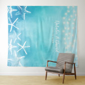 Waterverf Beach Starfish Summer Wedding Backdruppe Wandkleed (In Situ (horizontaal))