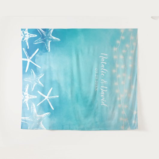 Waterverf Beach Starfish Summer Wedding Backdruppe Wandkleed (Voorkant (horizontaal))