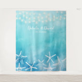 Waterverf Beach Starfish Summer Wedding Backdruppe Wandkleed (Voorkant)