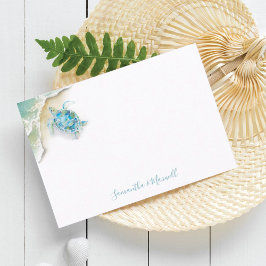 Waterverf Beach Stationery Gepersonaliseerde Note  Notitiekaartje