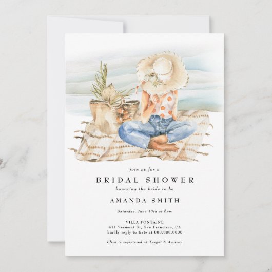 Waterverf Beach Summer Tropisch Vrijgezellenfeest Kaart (Voorkant)