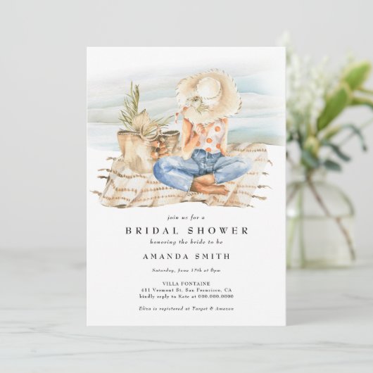 Waterverf Beach Summer Tropisch Vrijgezellenfeest Kaart (Staand voorkant)