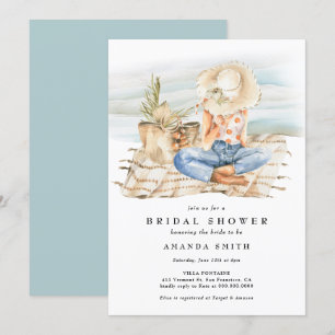 Waterverf Beach Summer Tropisch Vrijgezellenfeest Kaart