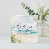 Waterverf Beach Summer Wedding Bedankkaart (Staand voorkant)