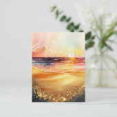 Waterverf Beach Sunset Briefkaart (Staand voorkant)