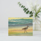 Waterverf Beach Sunset met Sandpiper Briefkaart (Staand voorkant)