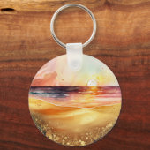 Waterverf Beach Sunset Sleutelhanger (Voorkant)