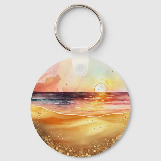 Waterverf Beach Sunset Sleutelhanger (Achterkant)
