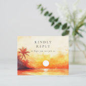 Waterverf Beach Sunset Song Request RSVP Briefkaar Uitnodiging Briefkaart (Staand voorkant)