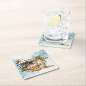 Waterverf Beach Thanksgiving Kartonnen Onderzetters (Insitu)