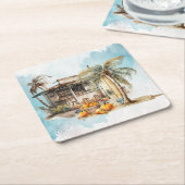 Waterverf Beach Thanksgiving Kartonnen Onderzetters (Schuin)